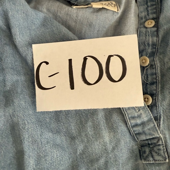 Madewell Popover Top Womens Emmie Wash Denim Shirred Long Sleeve Size XXS - Picture 14 of 14